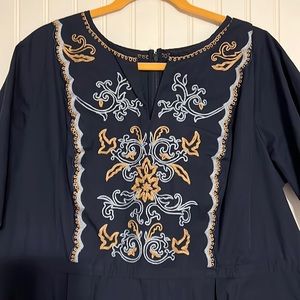 Eshakti Navy Blue Dress Embroidered Scrollwork Size 3X 24W
